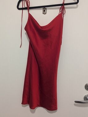 Brandy Melville Red Satin Slip Mini Dress
